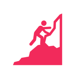 Icon: Person erklimmt eine Wand für Ressourcen und Anstrengung