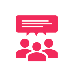 Icon: Gruppe mit Sprechblase für Nutzerorientierung